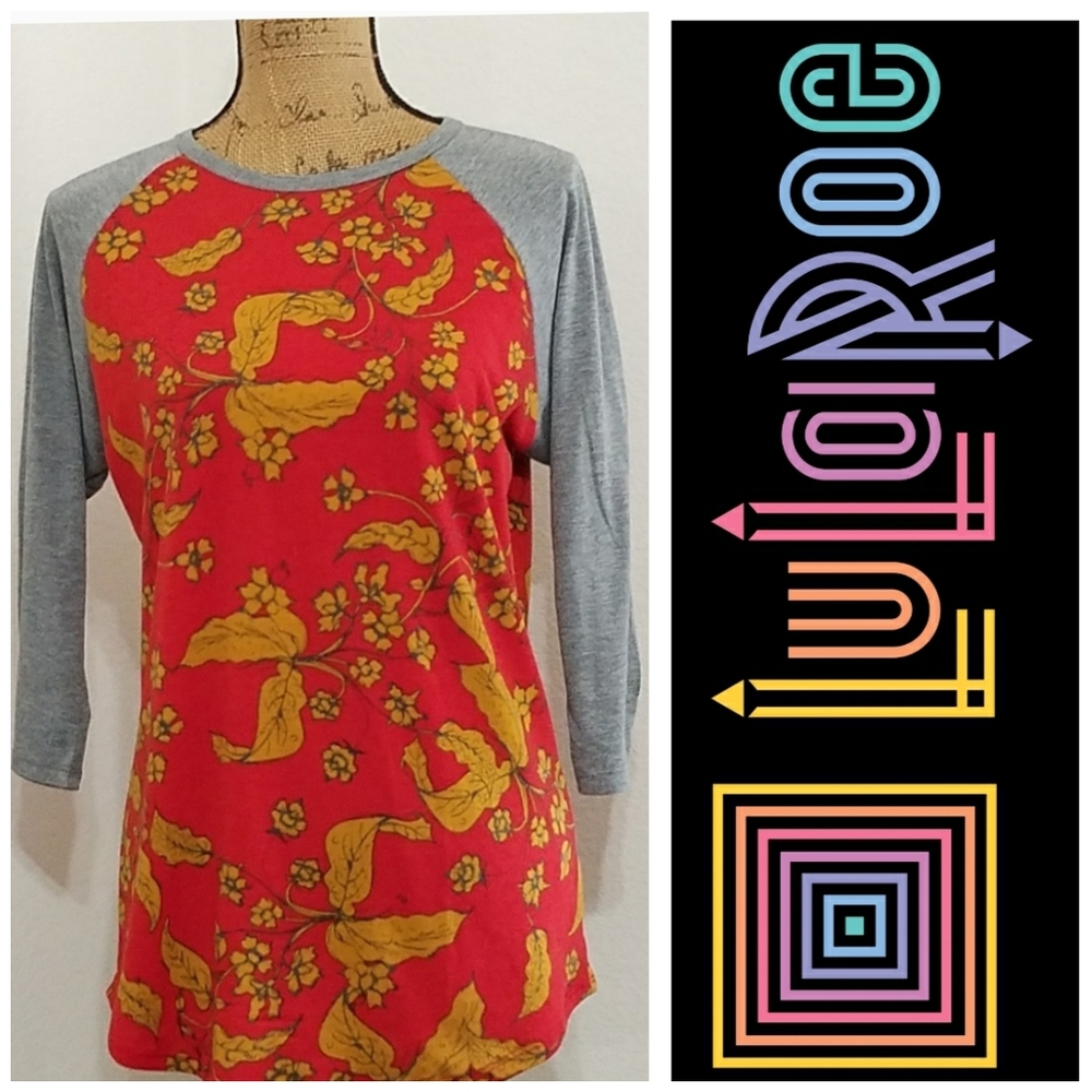 LuLaRoe the Randy floral print gray sleeves M